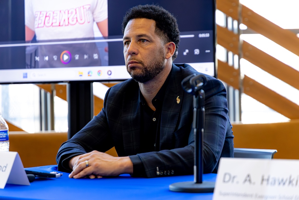 Image of President Luke-Wood sitting on a panel.
