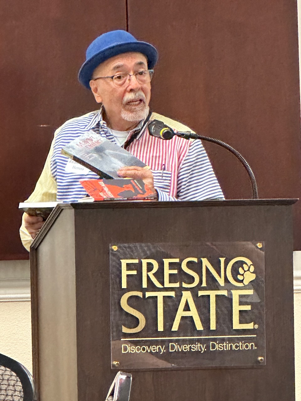 Photo of featured speaker Juan Felipe Herrera at the ERA Spring 2023 luncheon