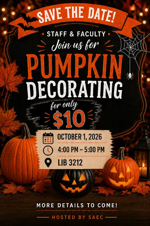 SAEC Save the Date flier with a picture of pumpkins and autumn leaves, and event details