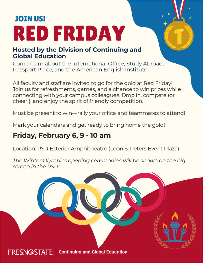 Flyer for Red Friday hosted by Continuing and Global Education 