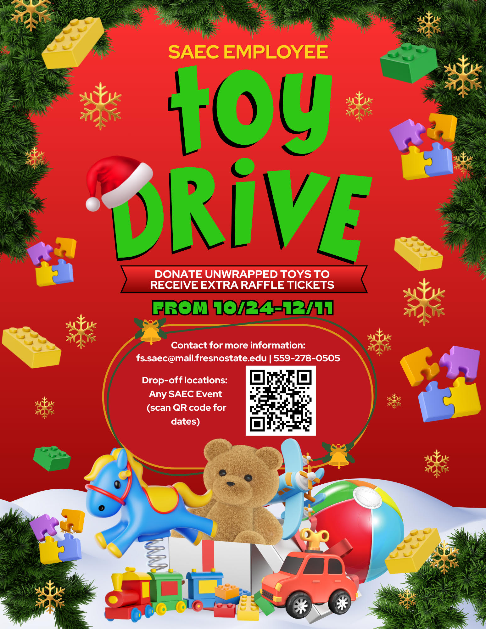 SAEC Toy Drive Flier SAEC Toy Drive Flier with QR Code